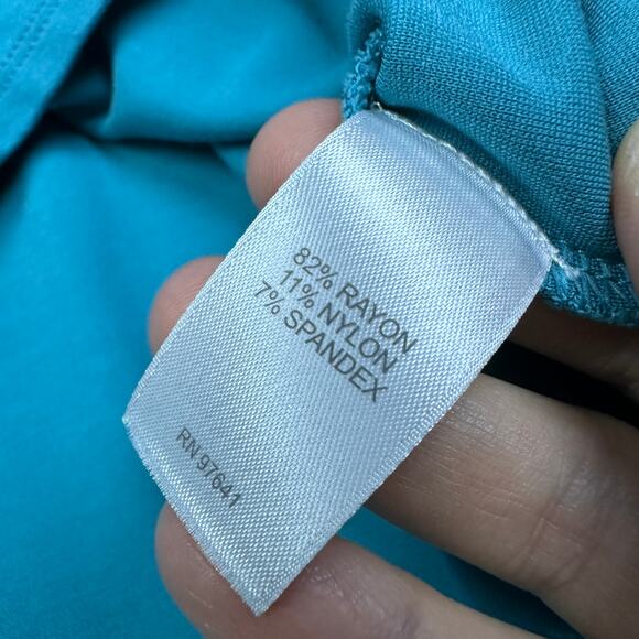 J Jill Wearever Collection Blue Turquoise Sleeveless V-Neck Midi Dress Large - Picture 11 of 12